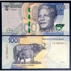 Afrique du sud P.151a, Neuf, Billet de 100 rand 2023 Mandela Buffle