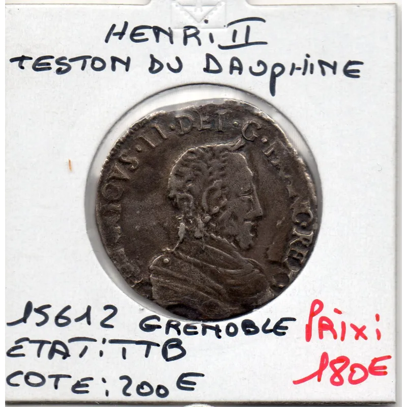 Teston du dauphiné Henri II (1561 Z) Grenoble Grand Buste Teston du dauphiné Henri II (1561 Z) Grenoble Grand Buste