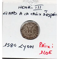 Liard à la croix du saint esprit Lyon Henri III (1584) Sup