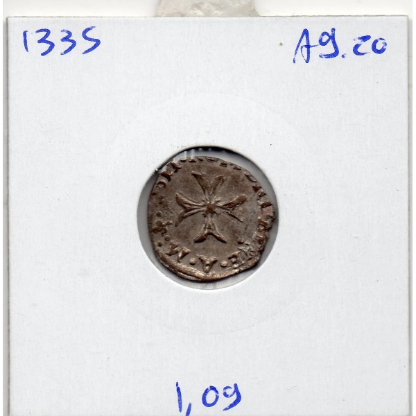 Liard à la croix du saint esprit Lyon Henri III (1584) Sup