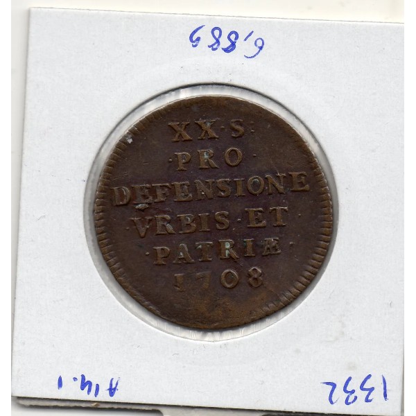 Flandre, Siege de Lille 20 sols TTB 1708 Louis XIV