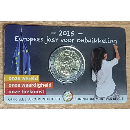 2 euros commémorative Belgique 2015 Blister abimé année du développement version flamande