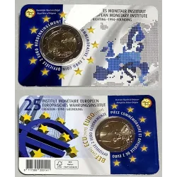 2 euros commémorative Belgique 2019 Blister abîmé Institut monétaire Européen  version Flamande