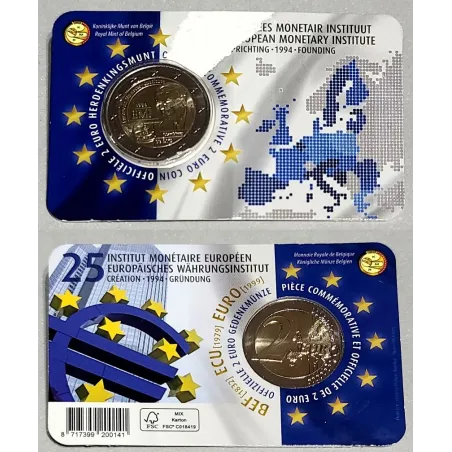 2 euros commémorative Belgique 2019 Blister abîmé Institut monétaire Européen  version Flamande