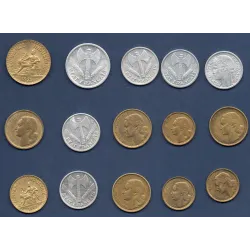 Lot de 15 monnaies milieu 20eme siècle 1923 à 1953 Sup