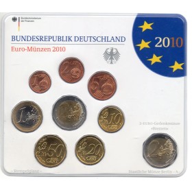 Coffret BU Allemagne 2010 lettre A série de pièce euro BU avec commémorative