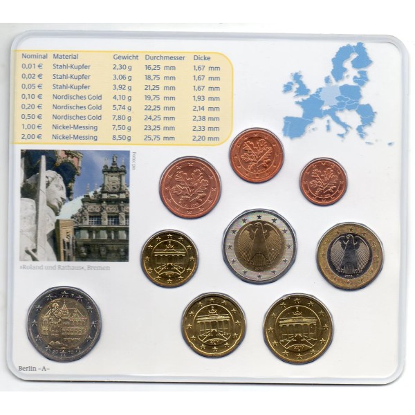 Coffret BU Allemagne 2010 lettre A série de pièce euro BU avec commémorative