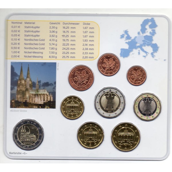 Coffret BU Allemagne 2011 lettre G série de pièce euro BU avec commémorative