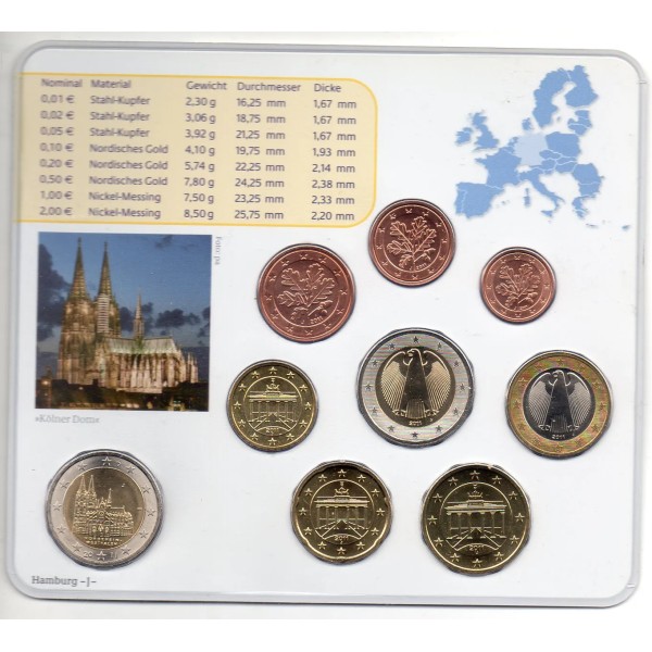 Coffret BU Allemagne 2011 lettre J série de pièce euro BU avec commémorative