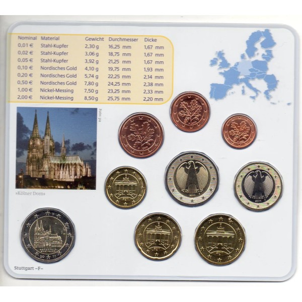 Coffret BU Allemagne 2011 lettre F série de pièce euro BU avec commémorative