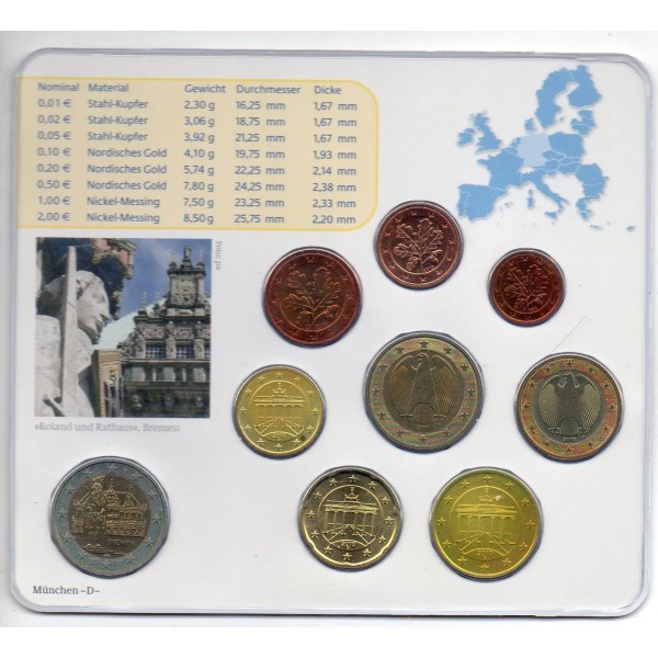 Coffret BU Allemagne 2010 lettre D série de pièce euro BU avec commémorative