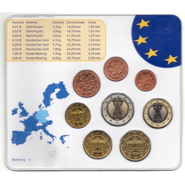 Coffret BU Allemagne 2002 lettre J série de pièce euro