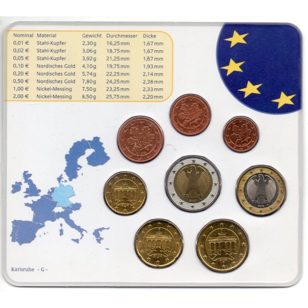 Coffret BU Allemagne 2002 lettre G série de pièce euro