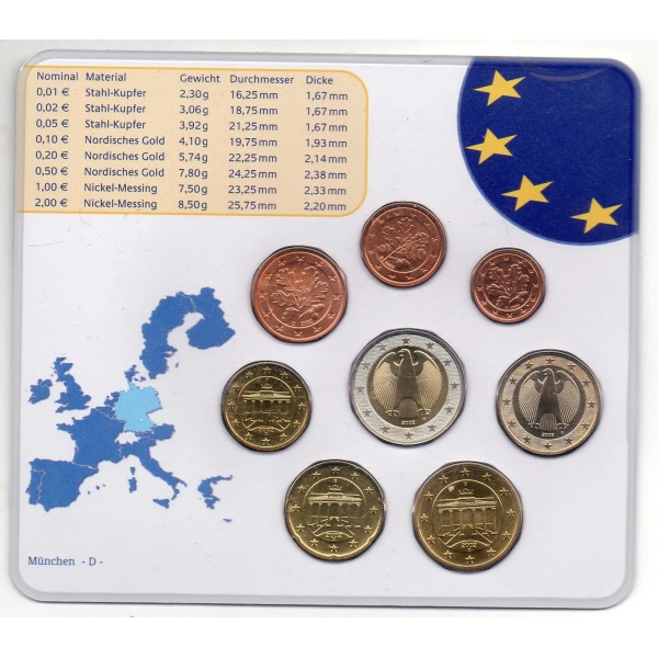 Coffret BU Allemagne 2002 lettre D série de pièce euro