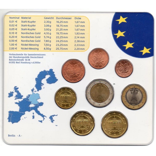 Coffret BU Allemagne 2004 lettre A série de pièce euro