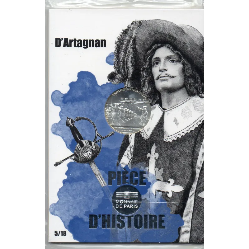 Pièce 10 euros 2019 d'Artagnan, série Histoire de France Pièce 10 euros 2019 d'Artagnan, série Histoire de France