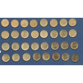 Lot de 32 pièces 5 centimes Lagriffoul 1966-1998
