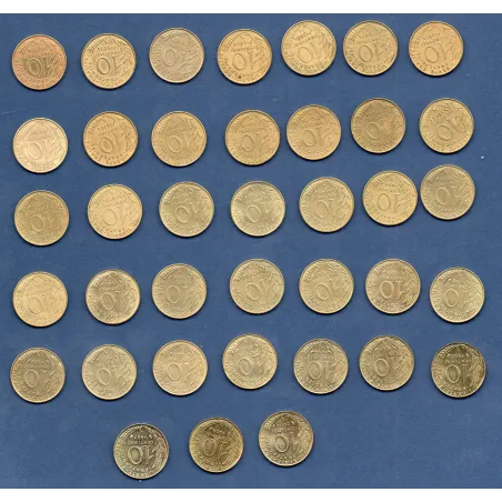 Lot de 38 pièces 10 centimes Lagriffoul 1962-2000