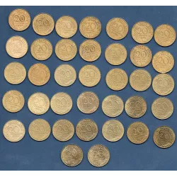 Lot de 38 pièces 20 centimes Lagriffoul 1962-2000