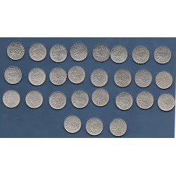 Lot de 27 pièces 1/2 franc Semeuse 1965-2000
