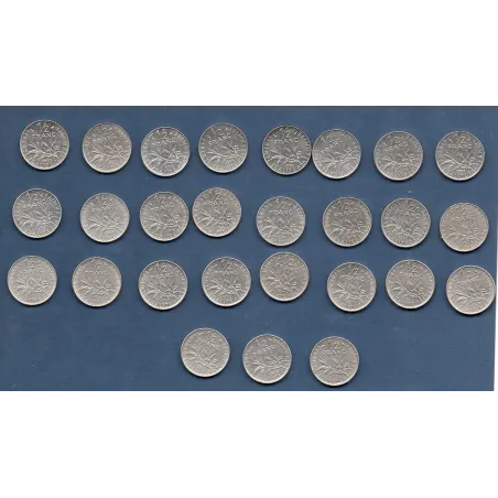 Lot de 27 pièces 1/2 franc Semeuse 1965-2000