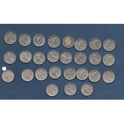 Lot de 27 pièces 1/2 franc Semeuse 1965-2000