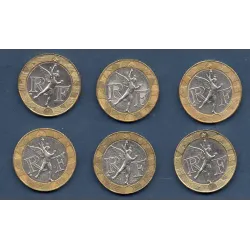 Lot de 6 pièces 10 francs Génie 1988-2000