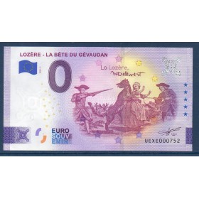 Billet souvenir Lozère La bète du Gévaudan 0 euro touristique 2024-2