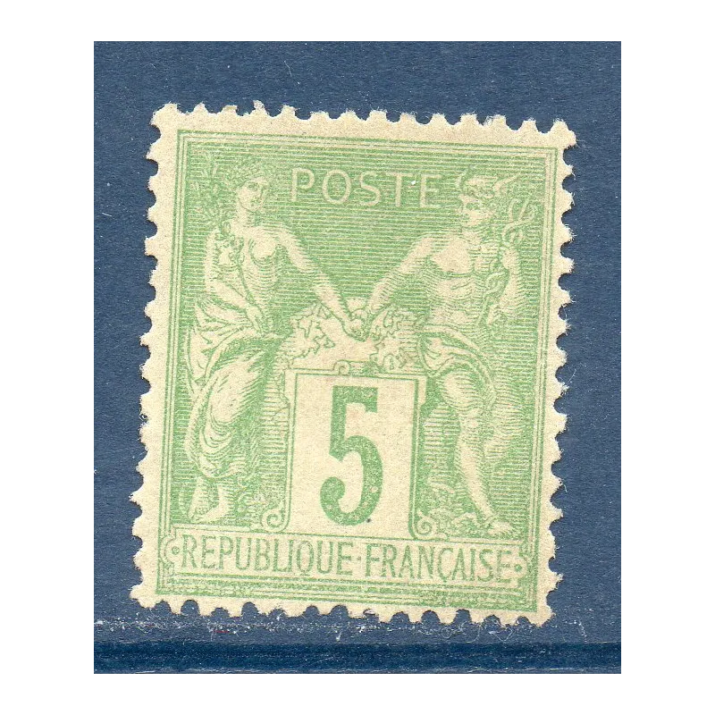 Timbre France Yvert No 106 Type II Sage 5c vert-jaune Neuf ** sans charnière Timbre France Yvert No 106 Type II Sage 5c vert-jaune Neuf ** sans charnière