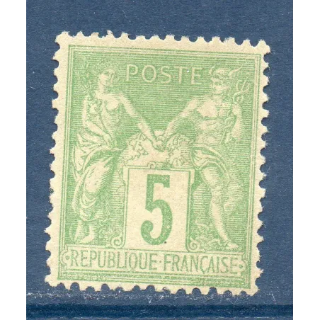 Timbre France Yvert No 106 Type II Sage 5c vert-jaune Neuf ** sans charnière