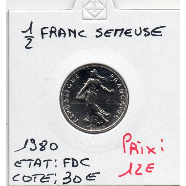 1/2 Franc Semeuse Nickel 1980 FDC, France pièce de monnaie