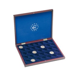 Coffret Numismatique VOLTERRA UNO de luxe, pour 35 pièces 26 mm Ø en capsules 