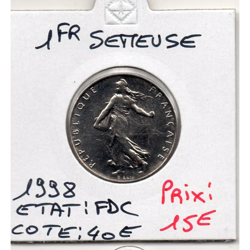 1 franc Semeuse Nickel 1998 FDC, France pièce de monnaie 1 franc Semeuse Nickel 1998 FDC, France pièce de monnaie