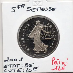 5 francs Semeuse Cupronickel 2001 BE, Tranche Lisse