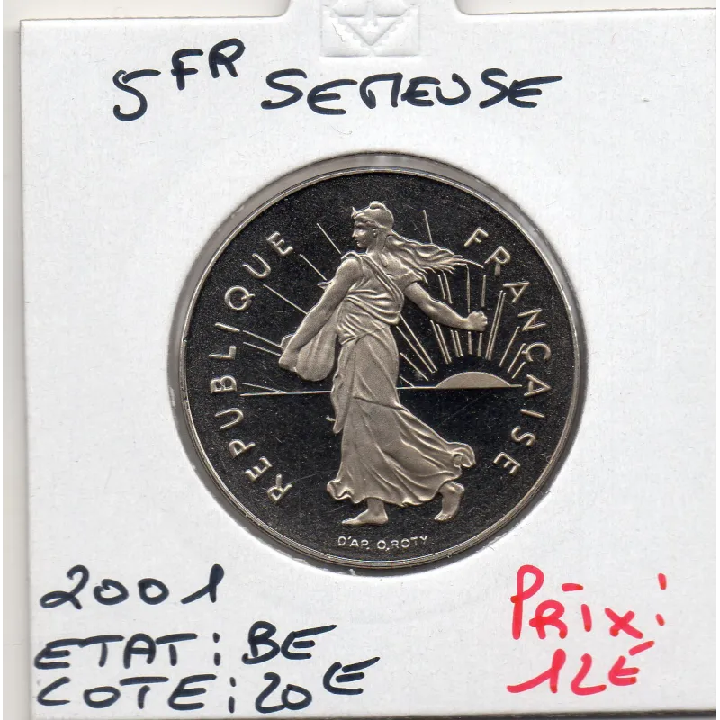 5 francs Semeuse Cupronickel 2001 BE, Tranche Lisse 5 francs Semeuse Cupronickel 2001 BE, Tranche Lisse
