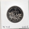 5 francs Semeuse Cupronickel 2001 BE, Tranche Lisse