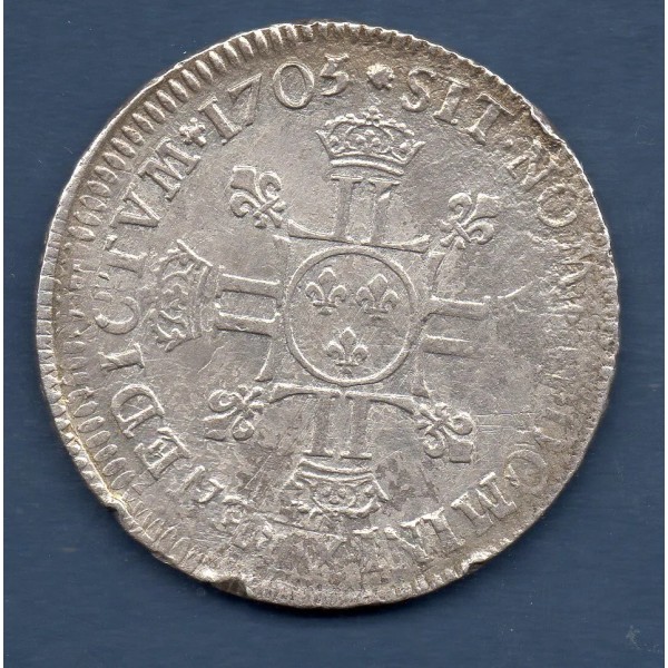 1/2 Ecu Aux 8L 1705 W Lille Louis XIV réformé TTB