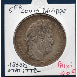 5 francs Louis Philippe 1833 D Lyon TTB-