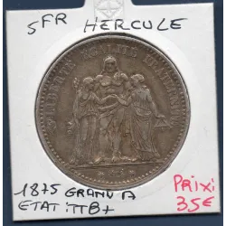 5 francs Hercule 1875 grand A Paris TTB+