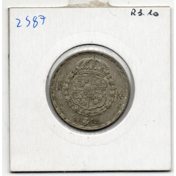 Suède 1 krona 1942 TTB, KM 814 pièce de monnaie