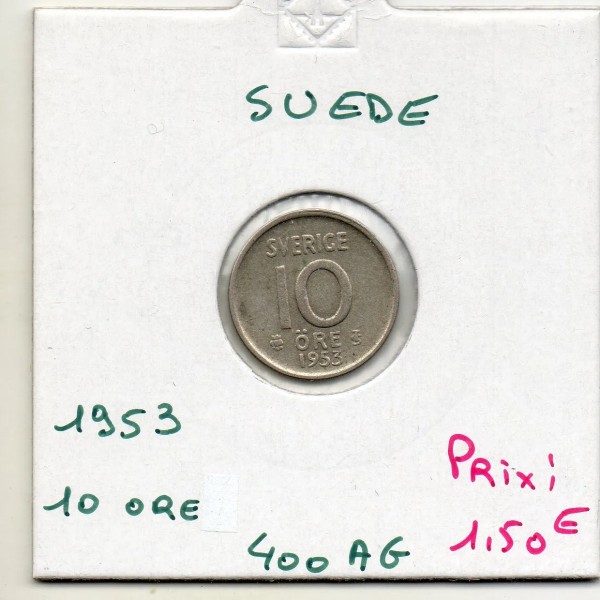 Suède 10 Ore 1953 Sup, KM 823 pièce de monnaie