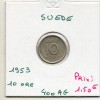 Suède 10 Ore 1953 Sup, KM 823 pièce de monnaie