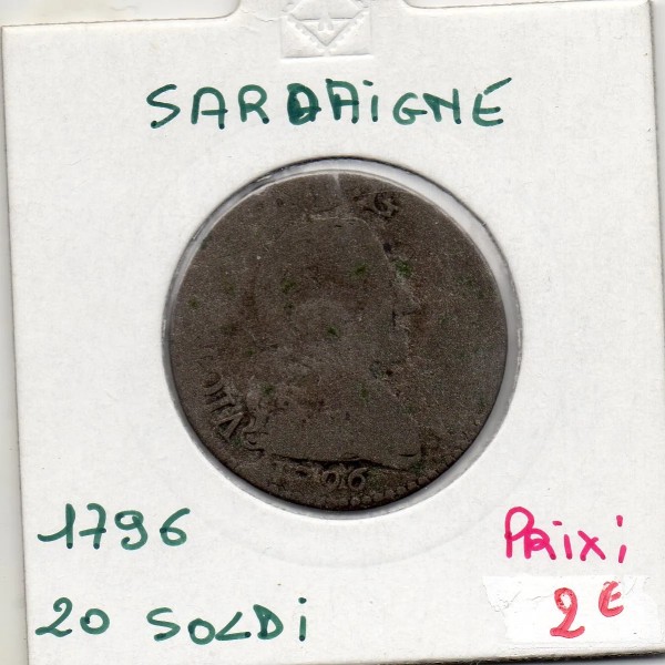 Italie Sardaigne 20 Soldi 1796 B-, KM 94 pièce de monnaie