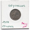 Seychelles 25 cents 1977 Sup-, KM 33 pièce de monnaie