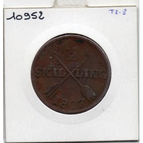 Suède 1/2 Skilling 1807 B, KM 565 pièce de monnaie