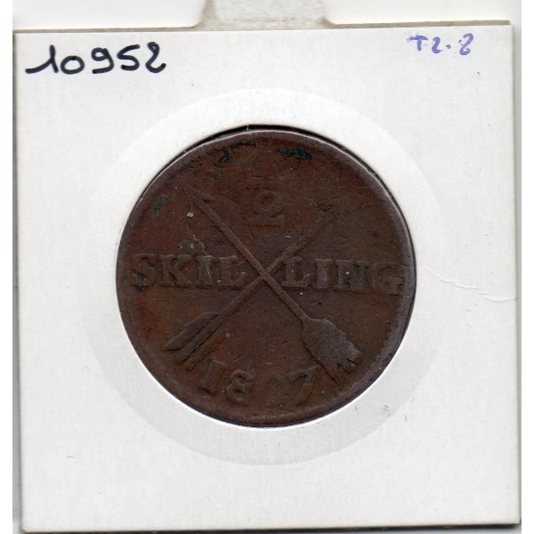 Suède 1/2 Skilling 1807 B, KM 565 pièce de monnaie