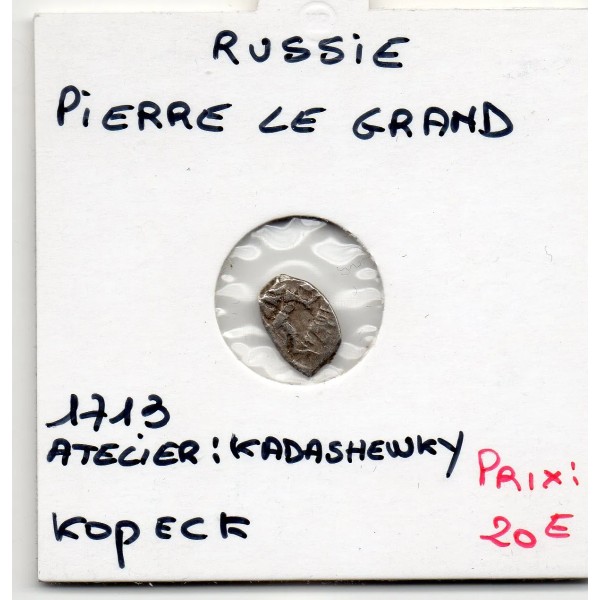 Russie 1 Kopek 1713 Pierre le grand TTB, pièce de monnaie
