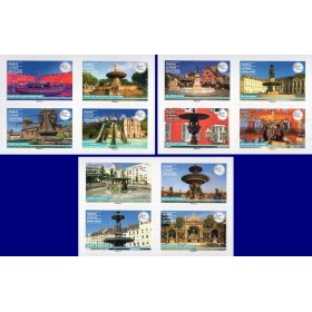 Autoadhésifs 2455-2466 Les fontaines, le tourisme en France Neufs