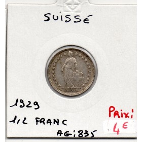 Suisse 1/2 franc 1929 TTB, KM 23 pièce de monnaie