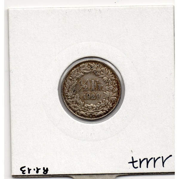 Suisse 1/2 franc 1929 TTB, KM 23 pièce de monnaie
